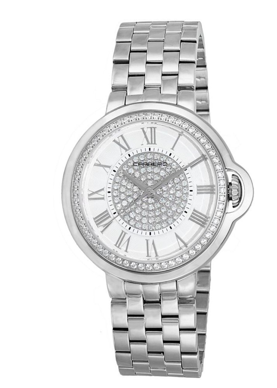 Women'S Watches Intrigue Fine Jewelry | Carrero Beveled Bezel In Silver Tone With White Dial