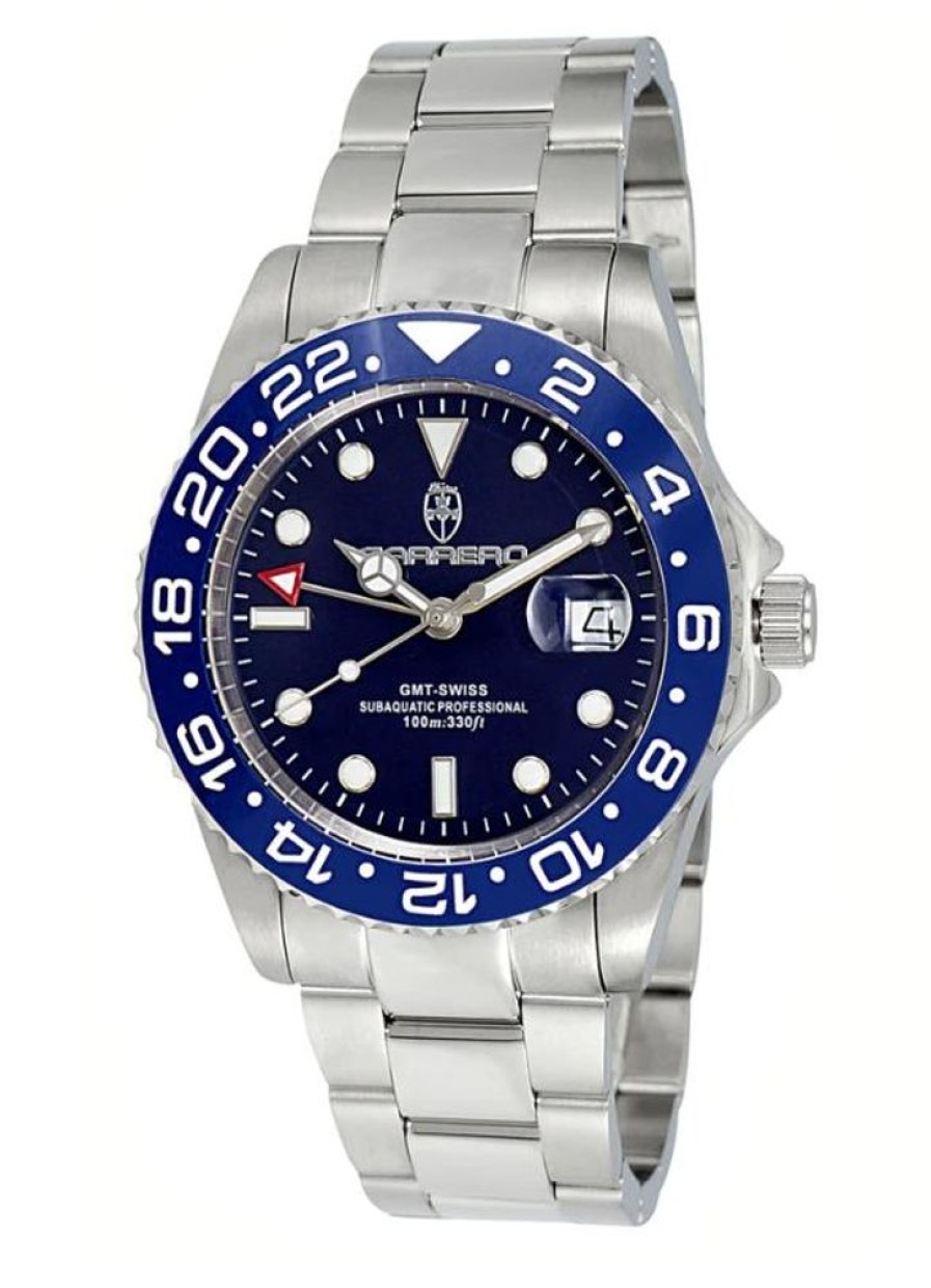 Men'S Watches Intrigue Fine Jewelry | Carrero Blue Bezel And Blue Dial With Silver Tone Band