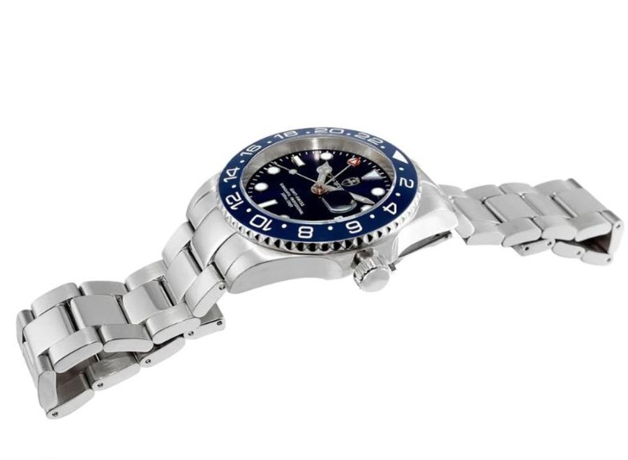 Men'S Watches Intrigue Fine Jewelry | Carrero Blue Bezel And Blue Dial With Silver Tone Band