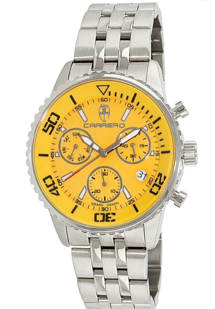 Men'S Watches Intrigue Fine Jewelry | Carrero Silver Stationary Bezel With Yellow Metal Dial