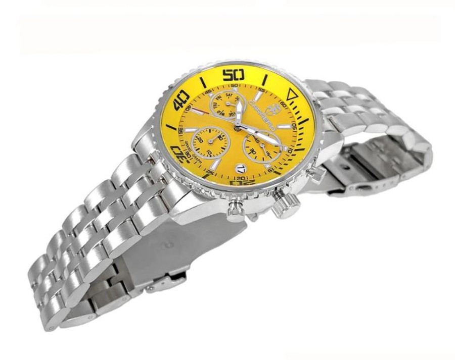 Men'S Watches Intrigue Fine Jewelry | Carrero Silver Stationary Bezel With Yellow Metal Dial