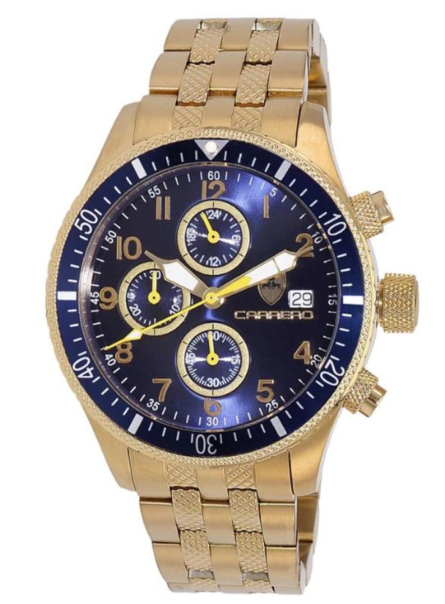 Men'S Watches Intrigue Fine Jewelry | Carrero Blue Bezel With Gold Tone Trim And Blue Dial