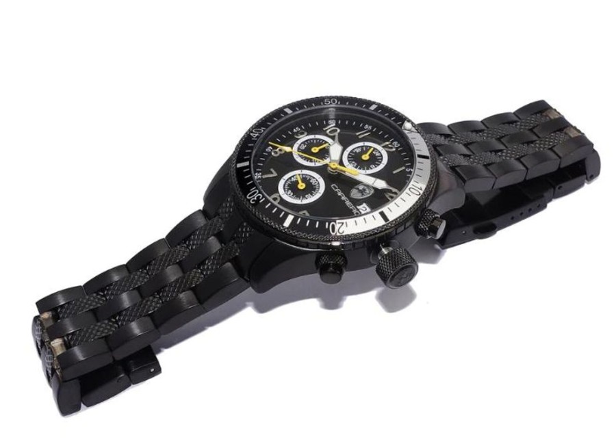 Men'S Watches Intrigue Fine Jewelry | Carrero Black And Silver Bezel With Black Dial And All Black Band