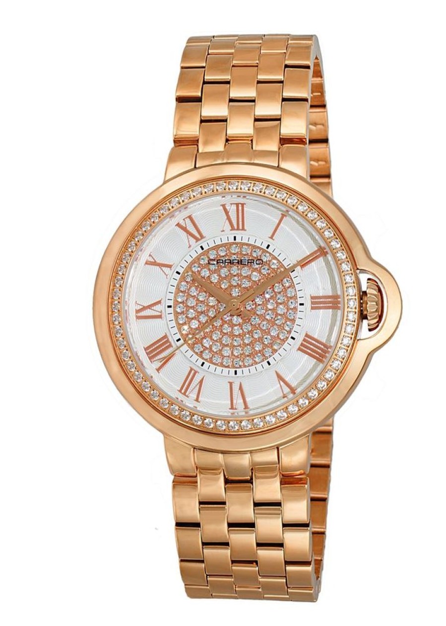 Women'S Watches Intrigue Fine Jewelry | Carrero Fixed Beveled Bezel In Rose Tone With White Dial