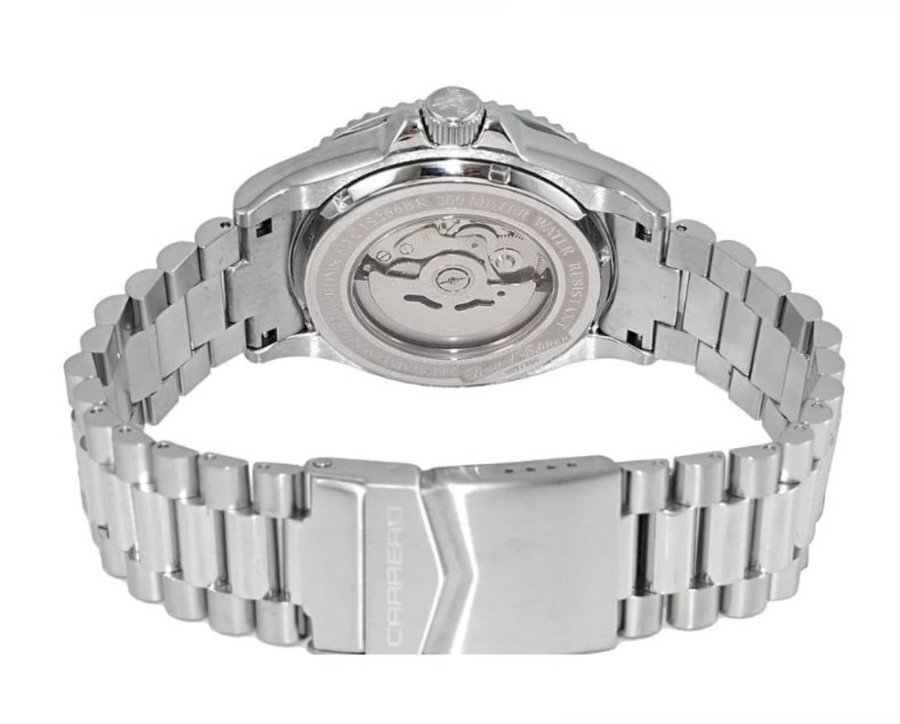 Men'S Watches Intrigue Fine Jewelry | Carrero Silver Bezel With Black Mop Dial And Silver Tone Band