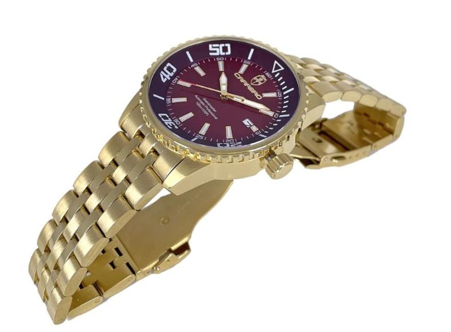 Men'S Watches Intrigue Fine Jewelry | Carrero Gold Tone Stationary Bezel With Brown Metal Dial