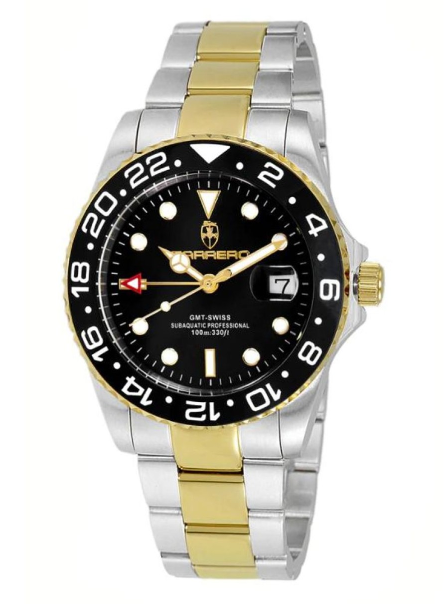 Men'S Watches Intrigue Fine Jewelry | Carrero Black Bezel With Black Dial And 2-Tone Band