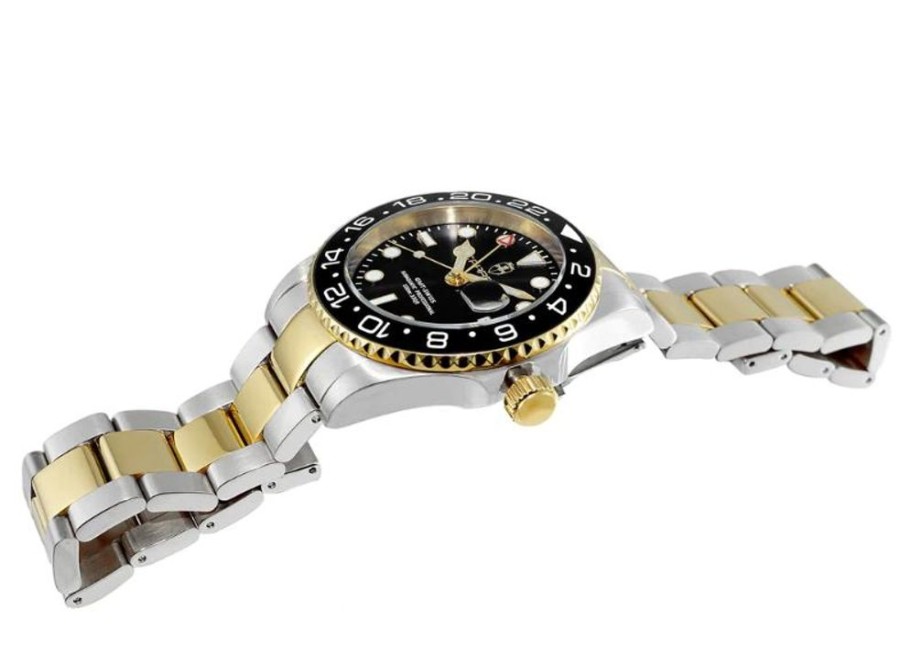 Men'S Watches Intrigue Fine Jewelry | Carrero Black Bezel With Black Dial And 2-Tone Band