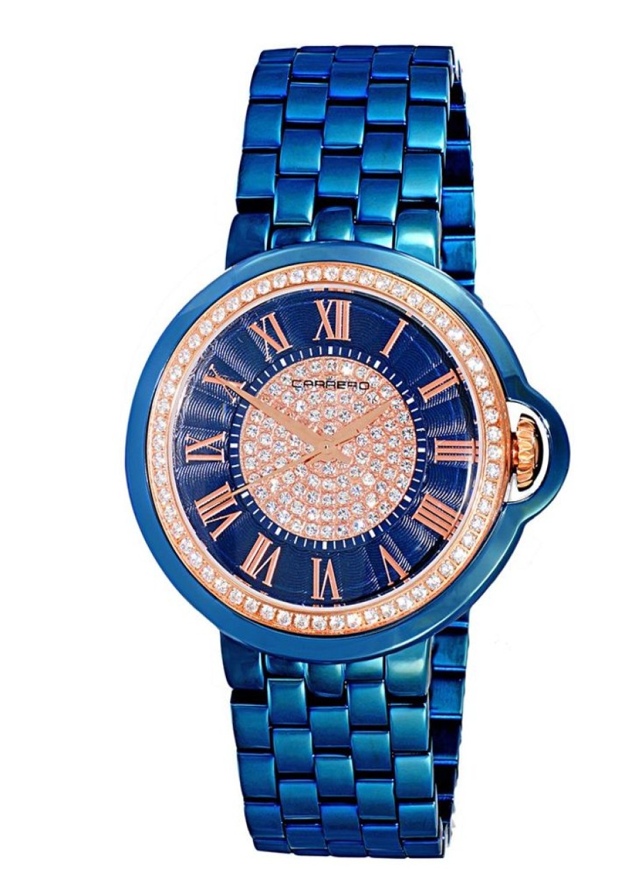 Women'S Watches Intrigue Fine Jewelry | Carrero Fixed Beveled Bezel In Blue Tone With Blue Dial In Rose Tone