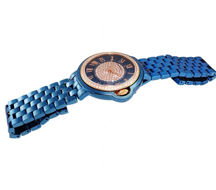 Women'S Watches Intrigue Fine Jewelry | Carrero Fixed Beveled Bezel In Blue Tone With Blue Dial In Rose Tone