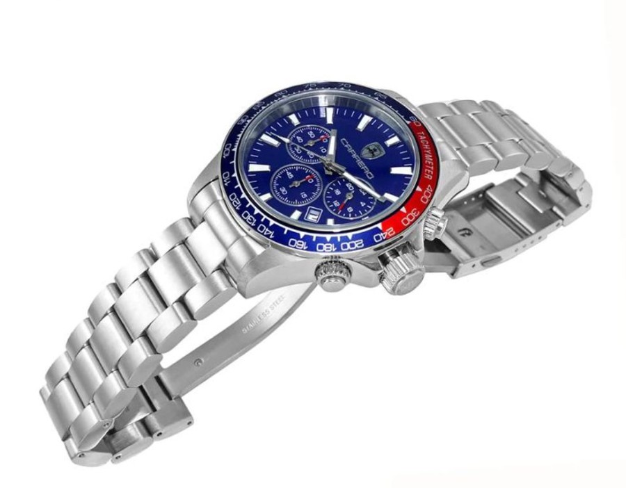 Men'S Watches Intrigue Fine Jewelry | Carrero Stationary Blue And Red Aluminum Bezel With Blue Enamel Dial