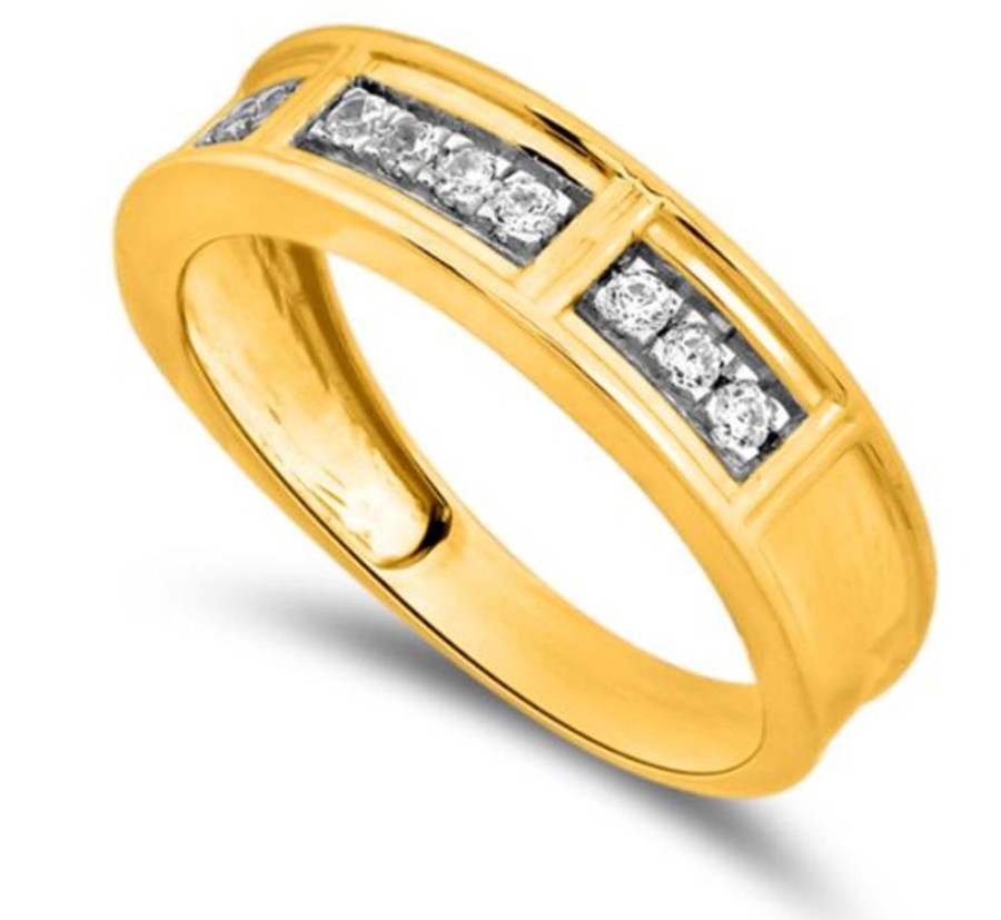 Fine Jewelry Intrigue Fine Jewelry | Diamon Inlay Gold Band - 10Rd - 10K