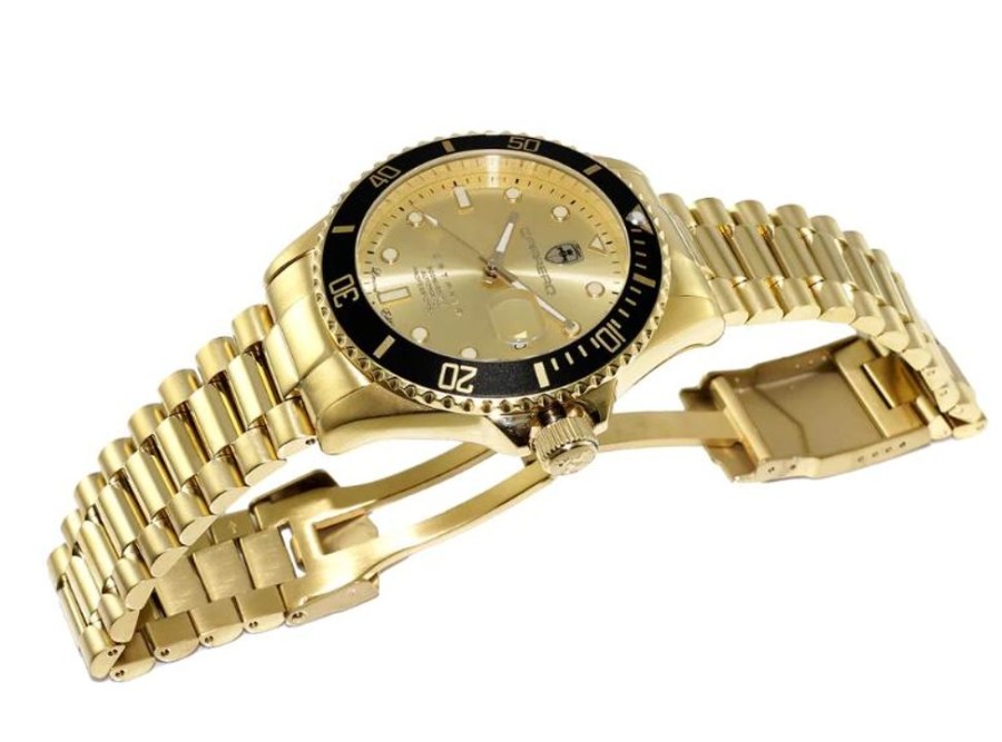 Men'S Watches Intrigue Fine Jewelry | Carrero Black Bezel With Gold Tone Trim And Dial With Gold Tone Band