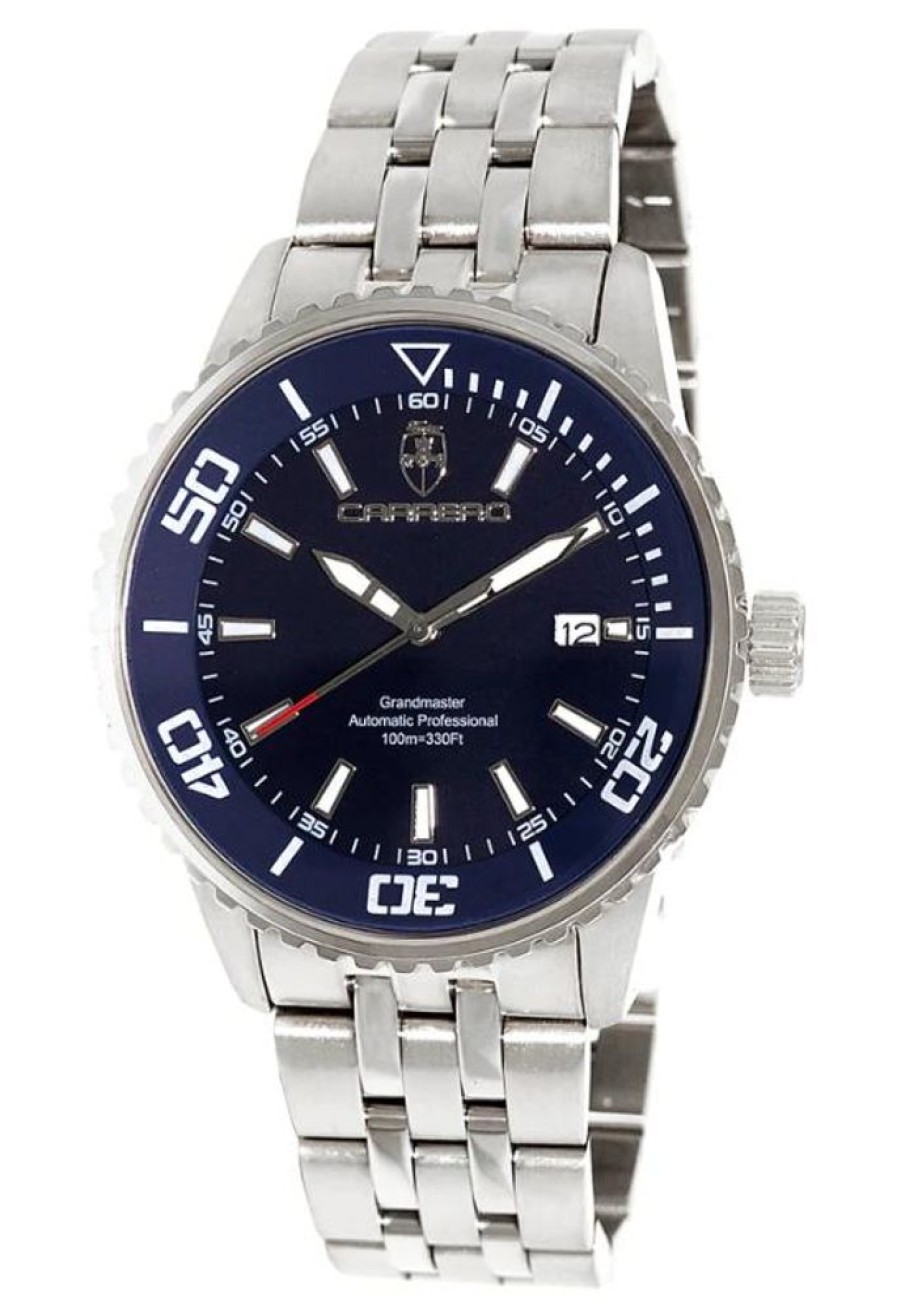 Men'S Watches Intrigue Fine Jewelry | Carrero Silver Stationary Bezel With Blue Metal Dial