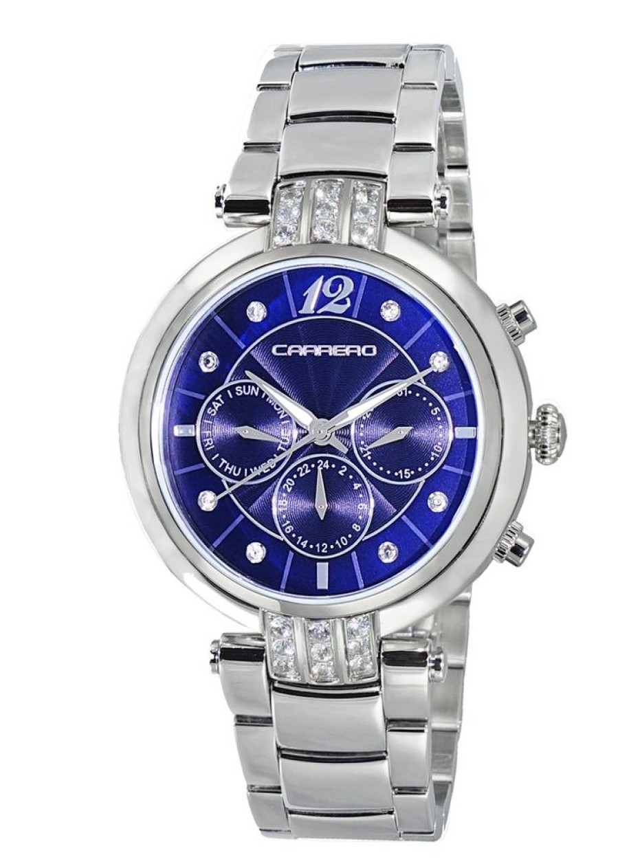 Women'S Watches Intrigue Fine Jewelry | Carrero Silver Tone Case With Blue Mop Dial With Accented Sapphire Stones