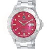 Men'S Watches Intrigue Fine Jewelry | Carrero Silver Bezel With Red Mop Dial And Silver Tone Band