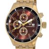 Men'S Watches Intrigue Fine Jewelry | Carrero Black Bezel With Gold Trim And Maroon Metal Dial