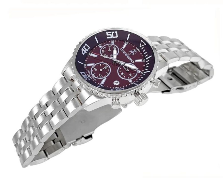 Men'S Watches Intrigue Fine Jewelry | Carrero Silver Stationary Bezel With Brown Dial And Silver Tone Band