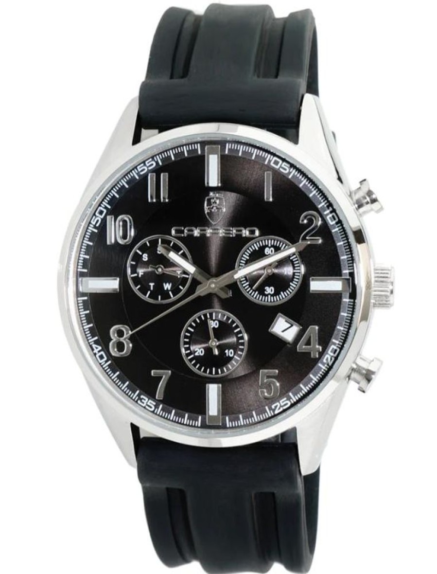 Men'S Watches Intrigue Fine Jewelry | Carrero Prime Black Sunray Face With Silicon Band