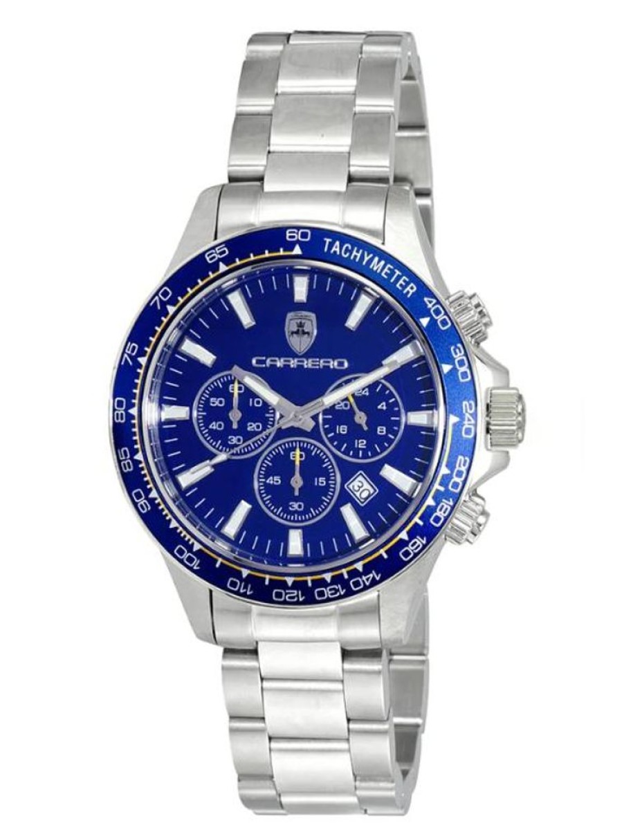 Men'S Watches Intrigue Fine Jewelry | Carrero Stationary Blue Aluminum Bezel With Blue Enamel Dial