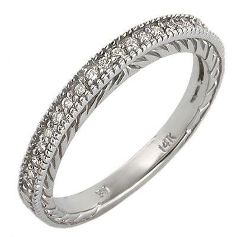 Fine Jewelry Intrigue Fine Jewelry | 14W@2.8 21Rd@0.20 2.4Mm Milligrain Engraved Diamond Band