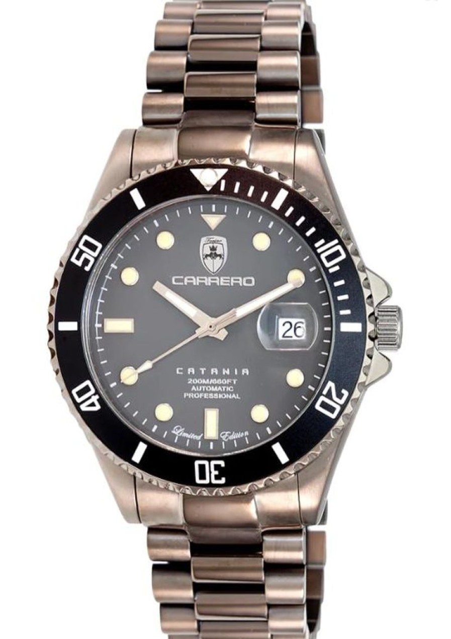 Men'S Watches Intrigue Fine Jewelry | Carrero Black Bezel With Grey Metal Dial And Gunmetal Tone Band