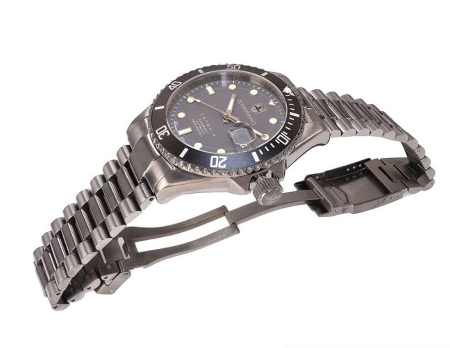 Men'S Watches Intrigue Fine Jewelry | Carrero Black Bezel With Grey Metal Dial And Gunmetal Tone Band