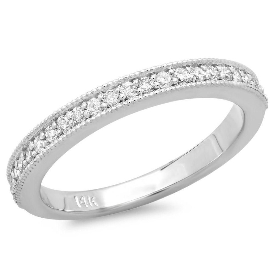 Fine Jewelry Intrigue Fine Jewelry | 14W@2.8 22Rd1@0.27 Diamond Milligrain Band