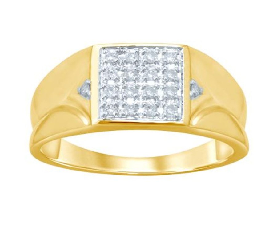 Fine Jewelry Intrigue Fine Jewelry | Pave Square Men'S Ring 10K Gold