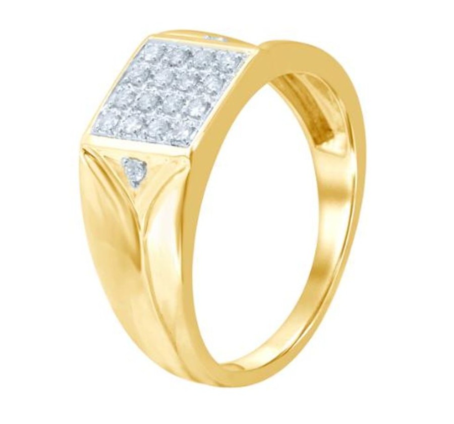 Fine Jewelry Intrigue Fine Jewelry | Pave Square Men'S Ring 10K Gold