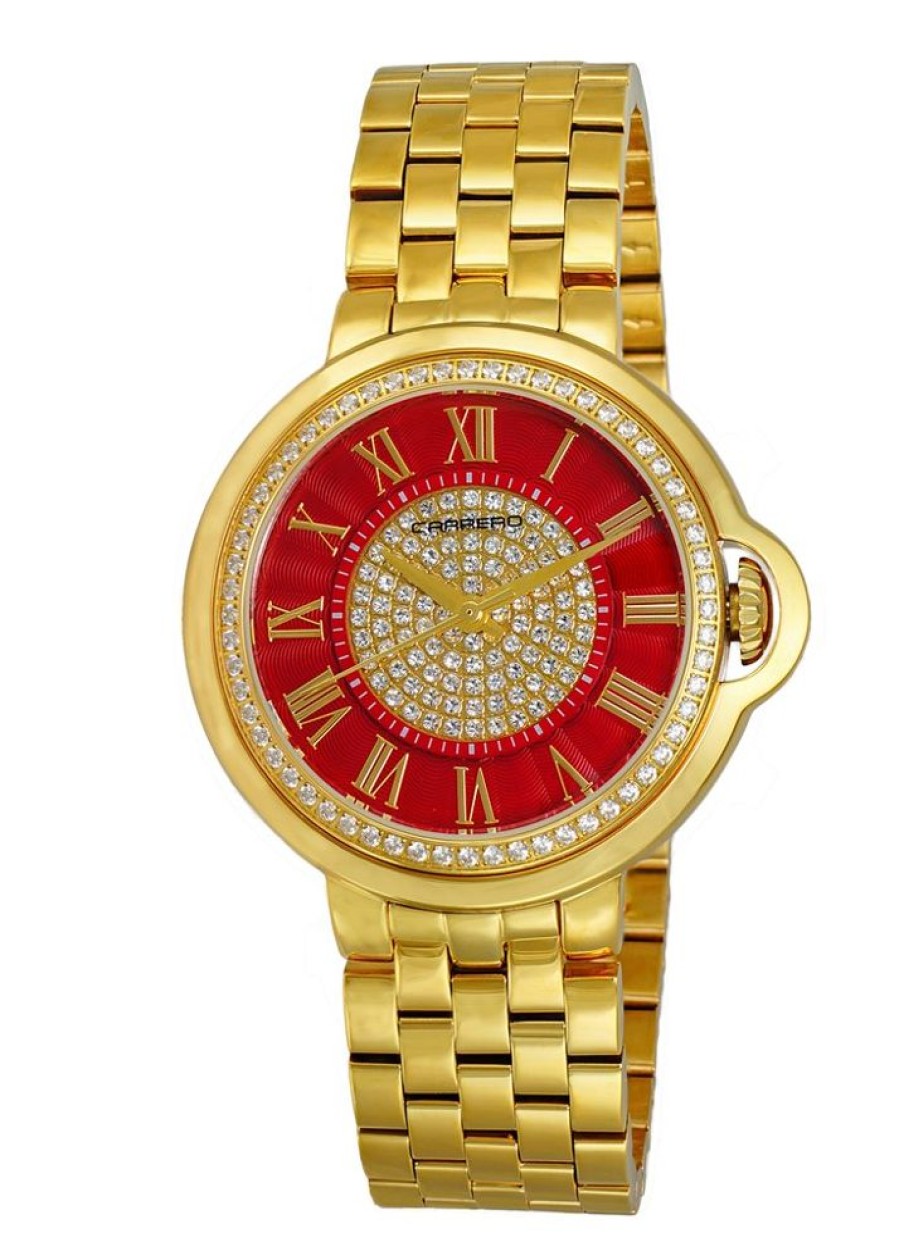 Women'S Watches Intrigue Fine Jewelry | Carrero Fixed Beveled Bezel In Gold Tone With Red Dial