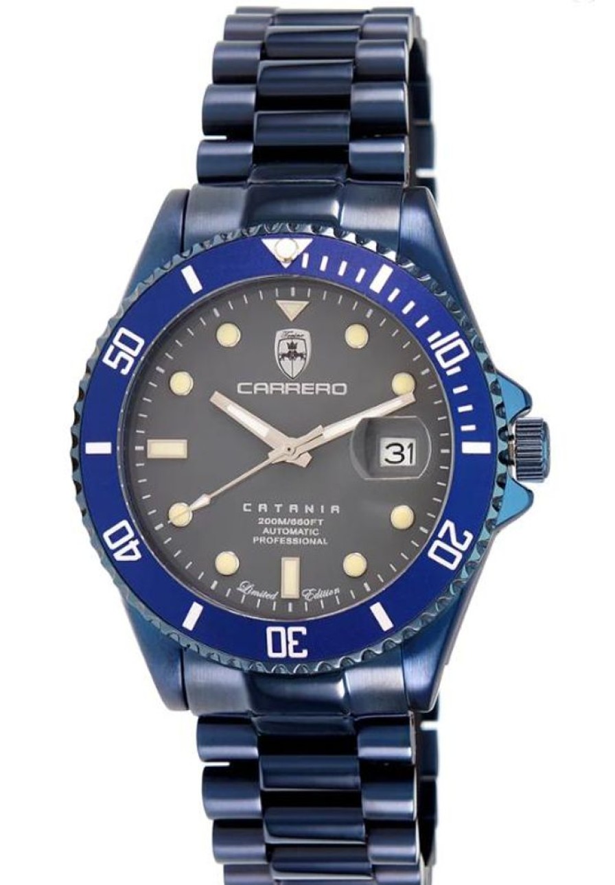 Men'S Watches Intrigue Fine Jewelry | Carrero Blue Stationary Bezel With Gray Dial And Blue Band