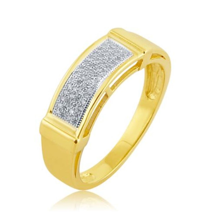 Fine Jewelry Intrigue Fine Jewelry | Diamond Cluster Center 10K Gold Men'S Ring