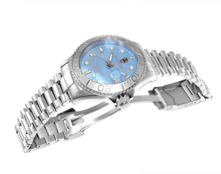 Men'S Watches Intrigue Fine Jewelry | Carrero Silver Bezel With Blue Mop Dial And Silver Tone Band