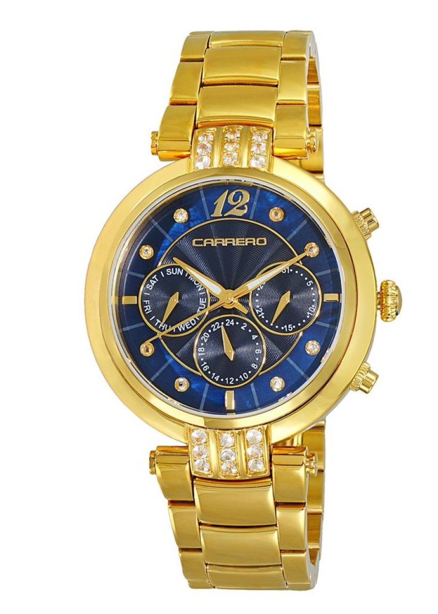 Women'S Watches Intrigue Fine Jewelry | Carrero Fixed Gold Tone Bezel With Blue Mop Dial With Accented Sapphire Stones