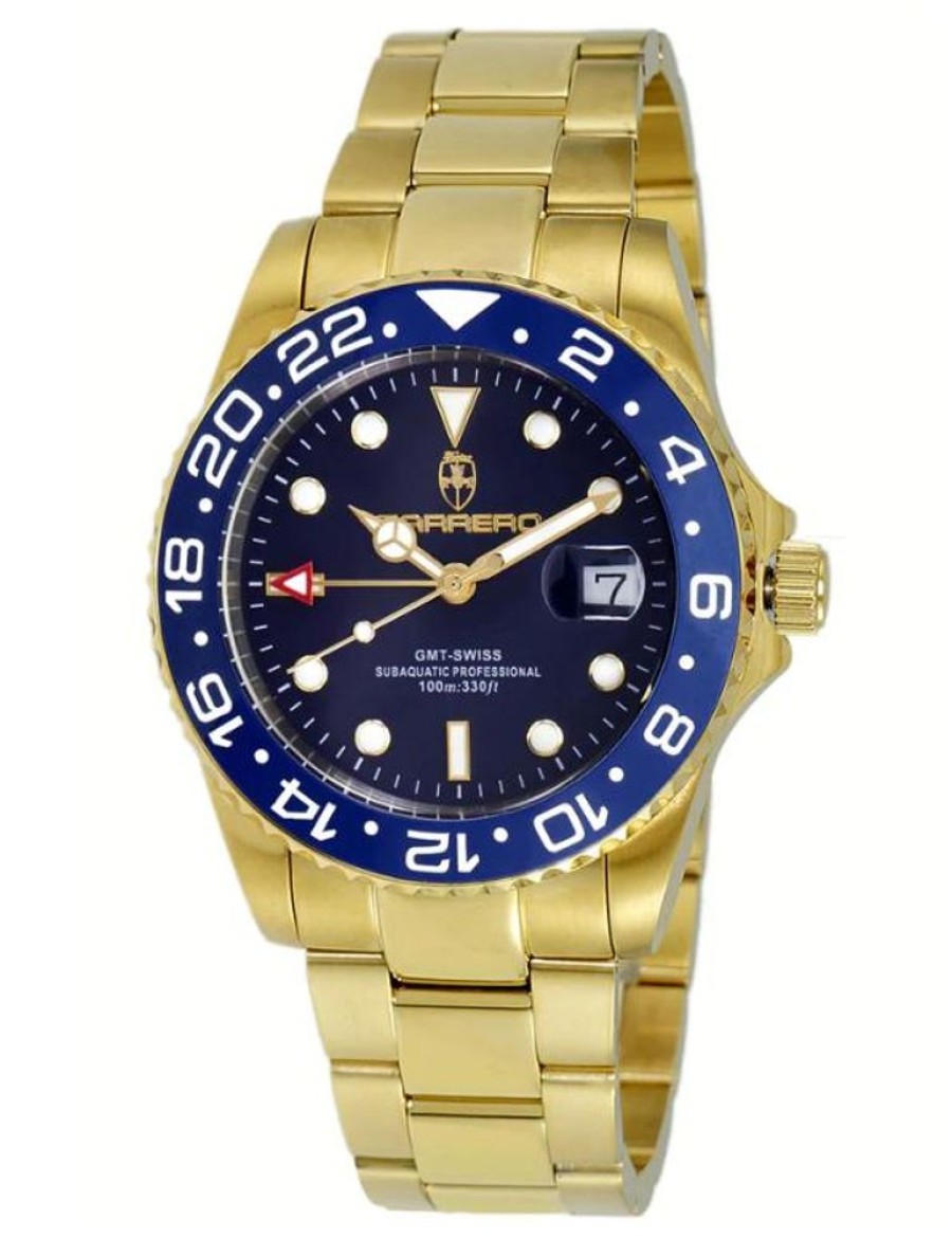 Men'S Watches Intrigue Fine Jewelry | Carrero Blue Bezel With Blue Dial And Gold Tone Band