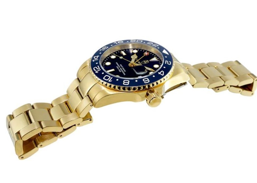 Men'S Watches Intrigue Fine Jewelry | Carrero Blue Bezel With Blue Dial And Gold Tone Band